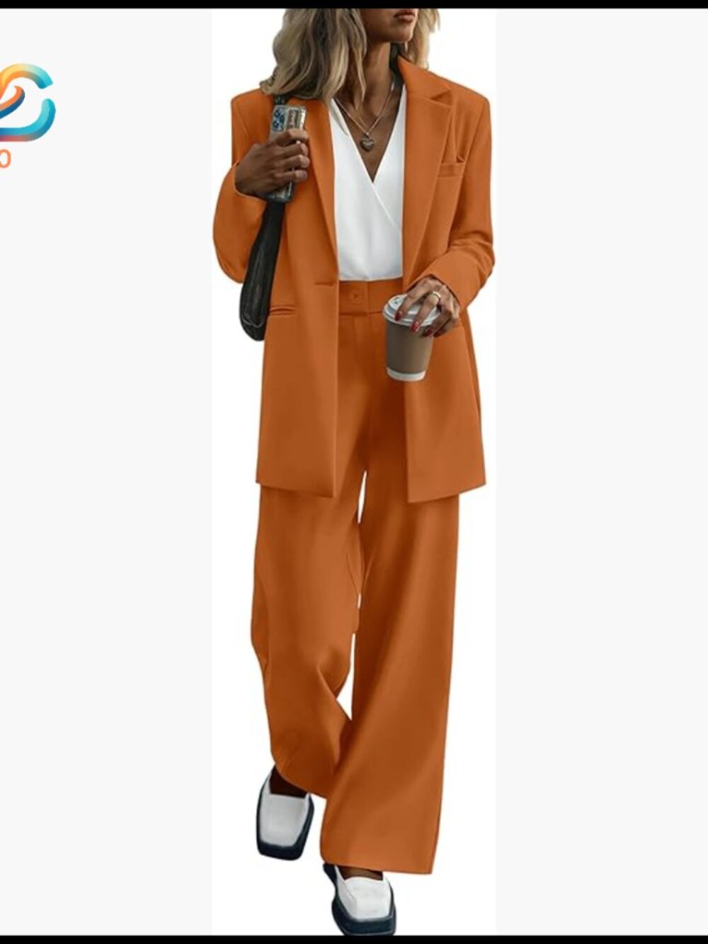 Women's Blazer And Wide Leg Pants Suit Set Business Casual Office Wear